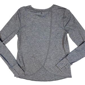 Athleta Sunlover Tulip Back UPF Top Heather Gray Fitness Long Sleeve Tee Size S